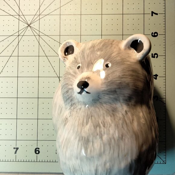 Tag Teddy Bear Hand Warmer Mug Gray White Hot Cocoa Cup - Picture 3 of 7